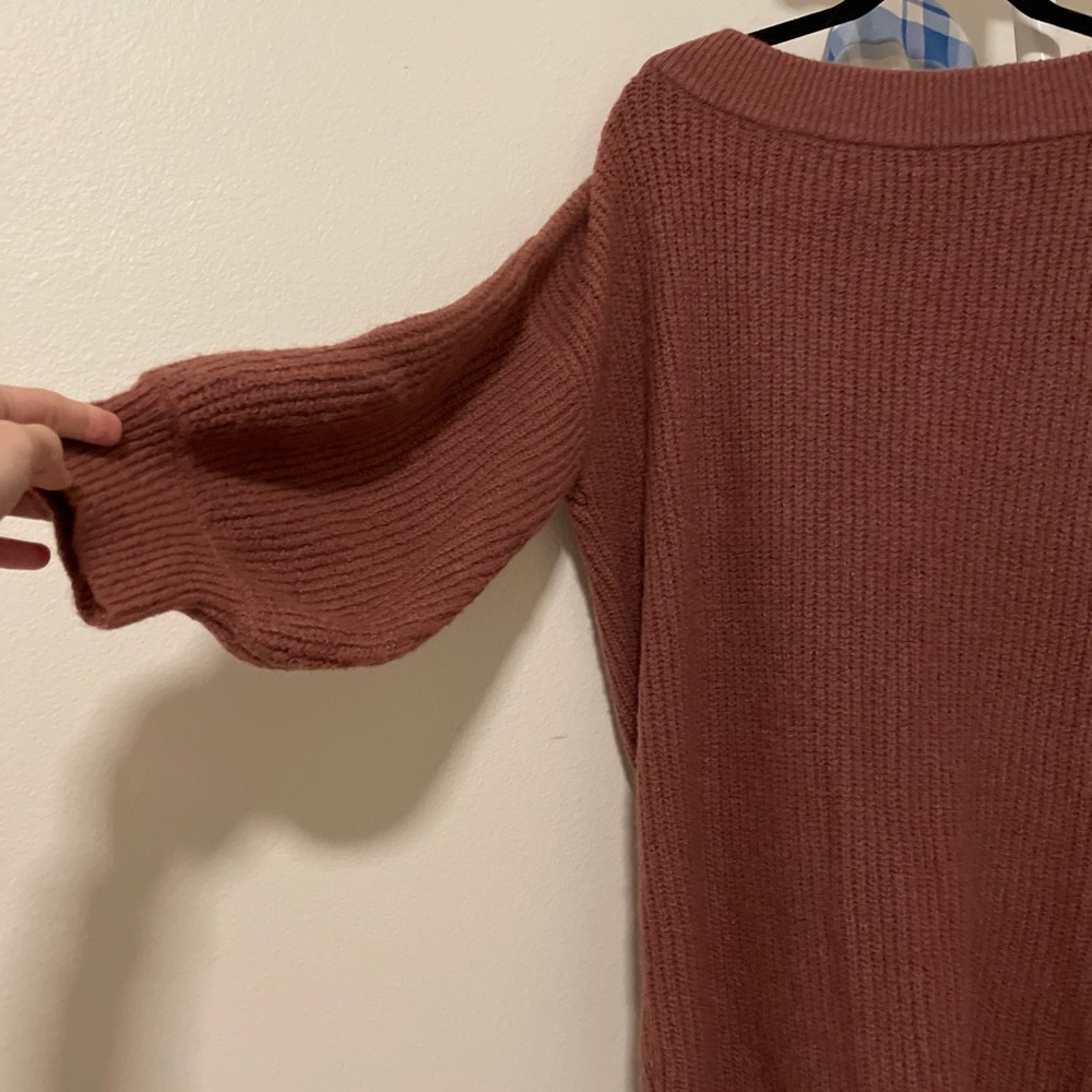NWT cozy mauve sweater dress, balloon sleeves M